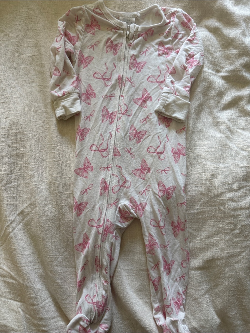 Baby Footed One-Piece Pajamas Pink Bow